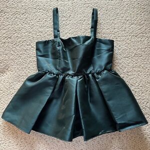 Elegant Dark Green Satin Top